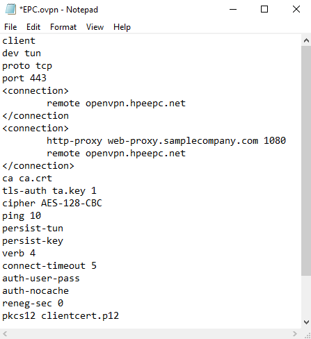 HTTP proxy configuration example