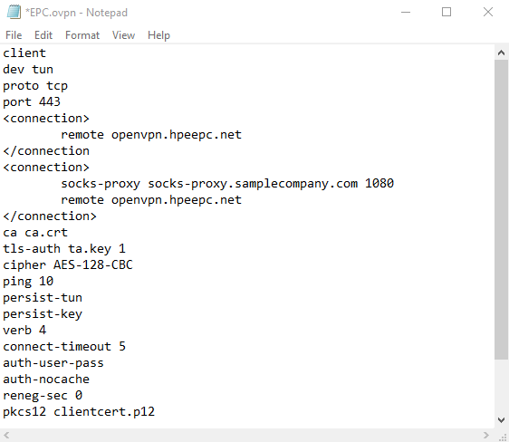 SOCKS proxy configuration example