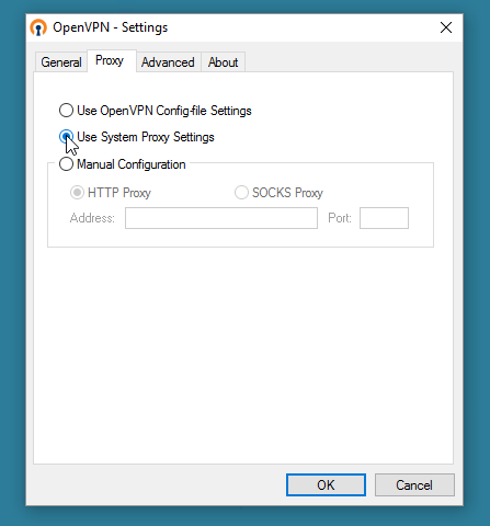 Select Use System Proxy Settings